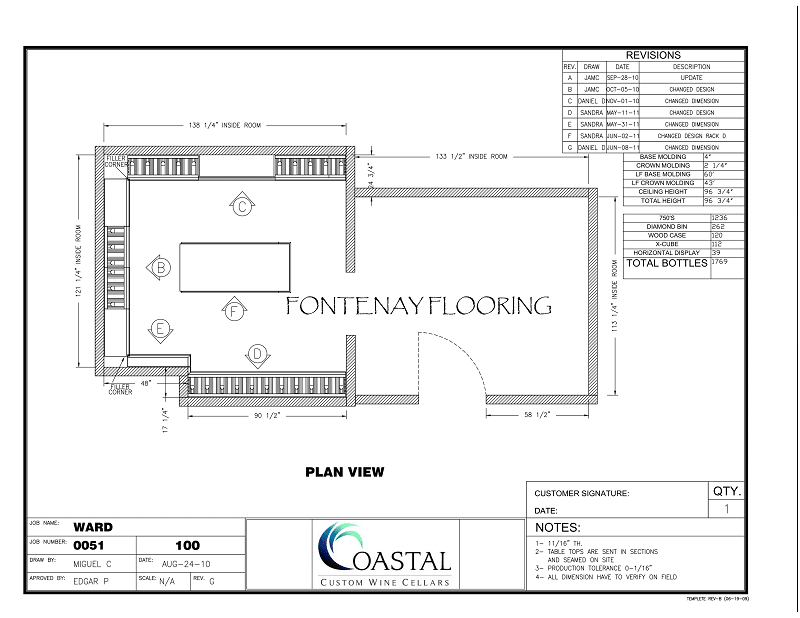 3D Drawing Custom Home Wine Cellar with Wooden Wine Racks