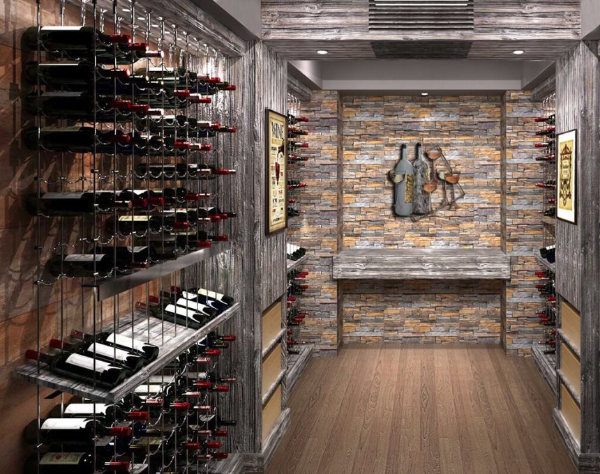 Custom Wine Cellar with Cable Wine Systems 