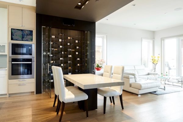 Glass Wine Cellar Doors Complements the Modern Wine Racks