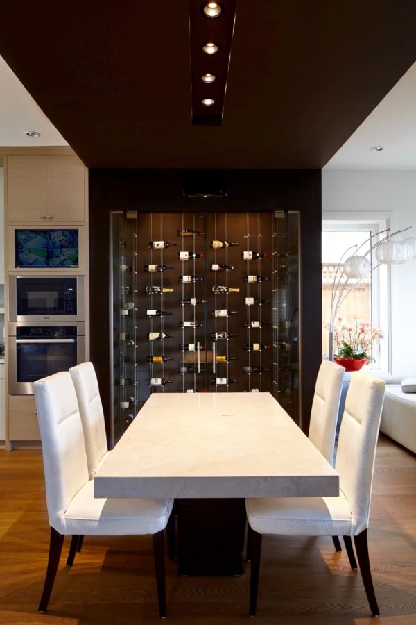 Modern Wine cellar with Floating Wine Racks